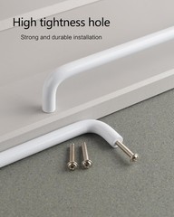 5 Pack Bright White Cabinet Pulls 3.8 Inch 96mm Hole Centers Curved Drawer