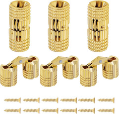 8Pcs 8 Mm Hidden Brass Barrel Hinges, 180 Degree Opening Angle Concealed Furnitu