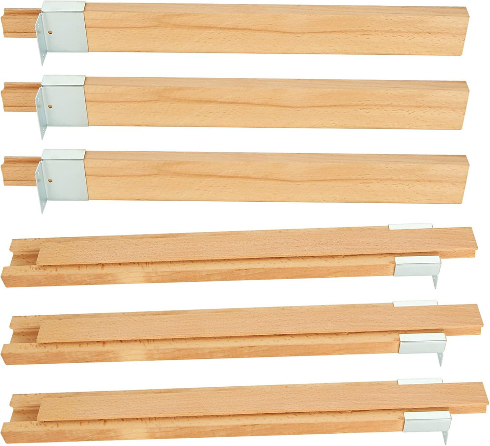 6PCS 16 Inch Wood Drawer Slides Bottom Mount, Classic Traditional Wood