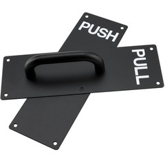 4 PCS 12 x 4 Black Stainless Steel Door Pull Push Plates 24 Screws Set, Office