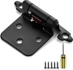 50 Pack 25 Pairs 1/2″ Overlay Cabinet Door Hinges Kitchen Black Semi-Concealed H