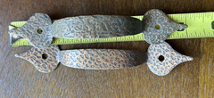 5 Vintage Hammered Copper Cabinet Hinges + 2 Handles Spear Colonial