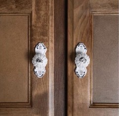 1 Antique Vintage Inspired White Cabinet Pull Knobs Ornate Backplate Shabby Chic