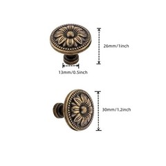 Vintage Flower Shape Cabinet Drawer Knobs, Pull Handle Metal Flower Shape
