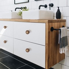 4 Pcs Cabinet Walnut Wood Handls Kitchen Knobs Black Drawer Pulls