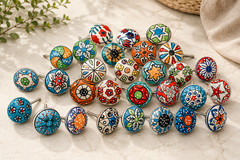 12 pcs Original Marrakesh colorful drawer knob mosaic ceramic pull cabinet knobs