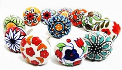12 x Mix Vintage Look Flower Ceramic Knobs Door Handle Cabinet Drawer 12 FLAT