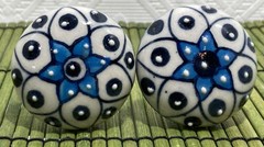 Ceramic Drawer Knob Pull 1-3/4″ Blue & White Flower Set of 2