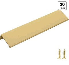 20pk Cabinet Handles 7-1/2 inch Hole Center Matte Gold Pulls Edge Finger Pulls
