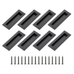 8 Pack 5.9in Black Sliding Closet Door Handles, Flush Pulls, Recessed, Square