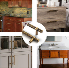 Antique Brass T Bar Cabinet Pulls/Affordable Luxury Zinc Alloy Cabinet Handles w