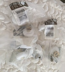 6 NEW Belwith White Ceramic Drawer Door Knobs brass center w/screws 7855552221