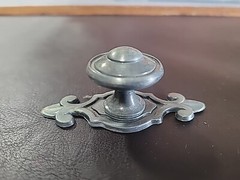 Knob And Backplate Set Antique Pewter Finish 1.25 In Diameter Knob