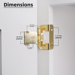 50 Pack 1/2″ Overlay Brushed Gold Cabinet Hinges for Cabint Doors (25 Pairs) …