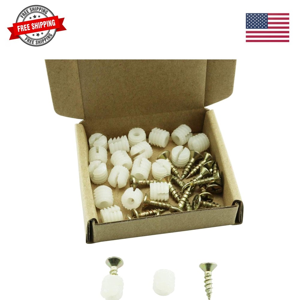 20PCS Plastic Dowel Inserts and Mounting Screws for Hinges