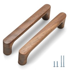 2 PCS 5 Inch Walnut Round Wooden Drawer Pull Cabinet Door Handle Hardware