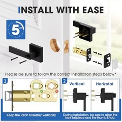 Exterior Door Locks, Keyed Alike Black Door Handle with Lock and Key, 4 Pack