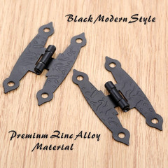 10Pcs Black H Cabinet Hinges, Antique Decorative Metal Hinge for Doors Windows K