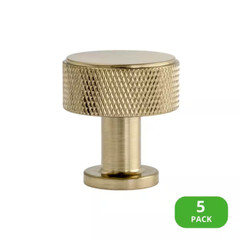 5-Pack Kent Knurled 1-1/8 In. (29 Mm) Industrial Satin Brass round Cabinet Knob