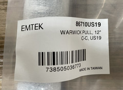 Emtek 86710US19 Warwick 12″ Center Rectangular Cabinet Pull – Flat Black *READ*