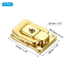 4 x Suitcase Lock Hasp 1.6″x1.10″ Iron Toggle Catch Latch with Key/Screw Gold