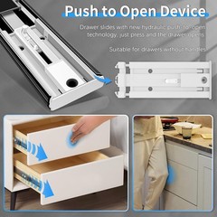 Push to Open Drawer Slides 12-24 Inch 100 lb Black Side Mount 1 Pair F1245