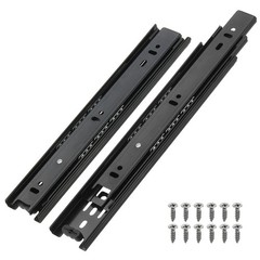 2Pcs 10×1.7 Inch Drawer Slide Steel Side Mounted Rail with Mounting Screw Black
