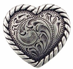 Western Lodge Cabin Kitchen Decor ANTIQUE HEART Concho Drawer Pulls Set of 6