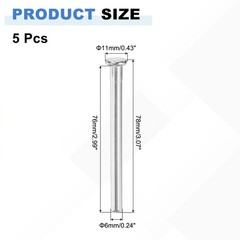 5Pcs Door Hinge Pins, 3 Inch Interior Door Hinge Security Pins, Nickel Silver
