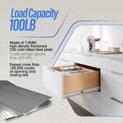 5 Pair Full Extension Ball Bearing Drawer Slides – 8-24″ Side Mount, 100 LB Lo