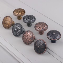 Xlroaafs 4 Pack Antique Brass Cabinet 1.4″L x 1.4″W x 1.14″H,