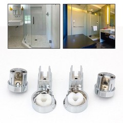 1 Set Chrome Plating Bath Hinge Brackets for Shower Door Glass Support