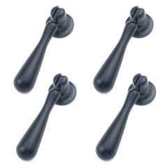 Black Tear Drop Cabinet Pulls 4 Pack 2.56-inch Length Decorative Knobs
