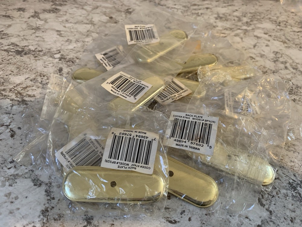 Lot 14 NOS Back Plates for Cabinet Knob Drawers Cabinets Polished Gold Finish