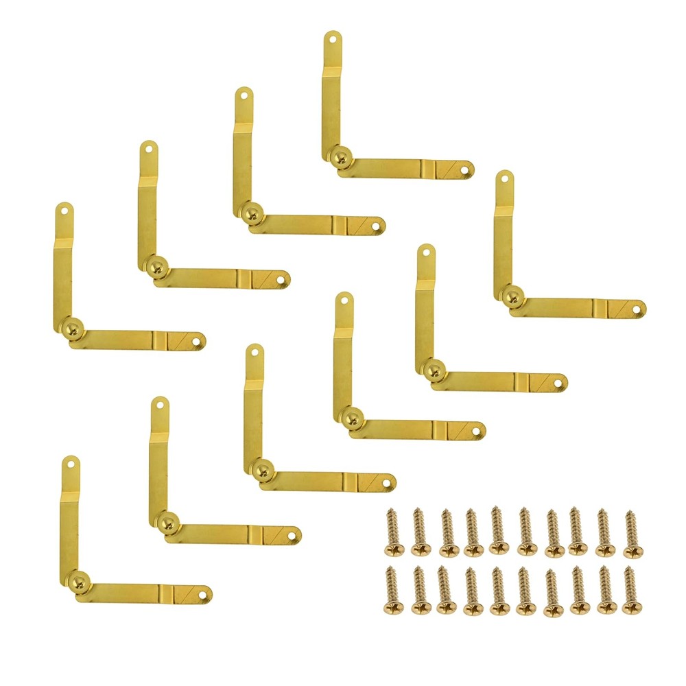 dophee 10Pcs Gold Folding Lid Support Hinges for 62x8mm/2.44″x0.31″,