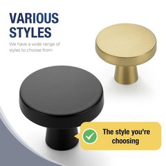 JOY DECOR 5 Pack Kitchen Cabinet Knobs Solid Drawer Single Hole, Matte Black