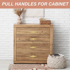 European Flower Handle Pull, 6 Pcs Handles with Screws, Gold Tone