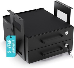 Lockable Under Desk Drawer Slide Out Metal Storage Organizer Cable Manage System