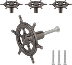 Antique Silver Nautical Ship Rudder Drawer Pulls – Set of 4 Coastal Knobs