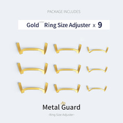 9 Pack Gold & Silver Metal Ring Guard Invisible Size Adjuster Set for Loose Ring