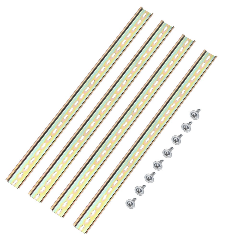 DIN Rail Slotted Iron Mounting Guide 20 ” x 1.4 ” x 0.3 ” Iridescent 4 Pcs