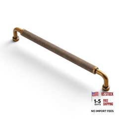 6 Pack 7 9/16 Inch Knurled Cabinet 7 9/16 Inch Center to Center Antique Brass