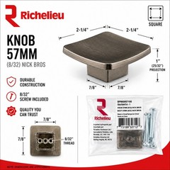 Richelieu BP860957195: 2-1/4″ Smithfield Cabinet Knob – Brushed Nickel 4pk