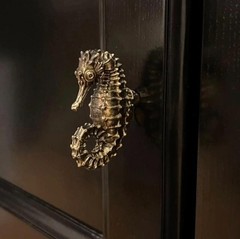 Seahorse Cabinet Knob Brass Drawer Pull Nautical Hardware Ocean Decor
