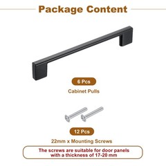 Drawer handles, 6pcs 15cm – for aluminum rectangular matte black