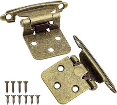 Antique Brass Cabinet Hinges(10 Pair -20 Pcs) -1/2″ Overlay (Variable) -Self Cl