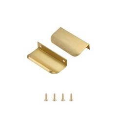 Satanga 10 Pack 2-1/2” Inch Hole Center Brushed Brass Flat Cabinet Pulls Edge