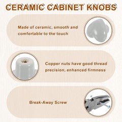 Ceramic Cabinet Knobs, 10 Pcs Light Grey Heart Shaped Drawer Knobs, Dresser Knob