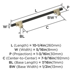 Amerock BP778192BBZMB Urbanite 7-9/16″ C2C Golden/Matte Black Cabinet Pull