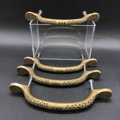 Hammered Brass Cabinet Pulls Drawer Handles Kitchen 6″ Lg 3.75” Center 4 Pieces
